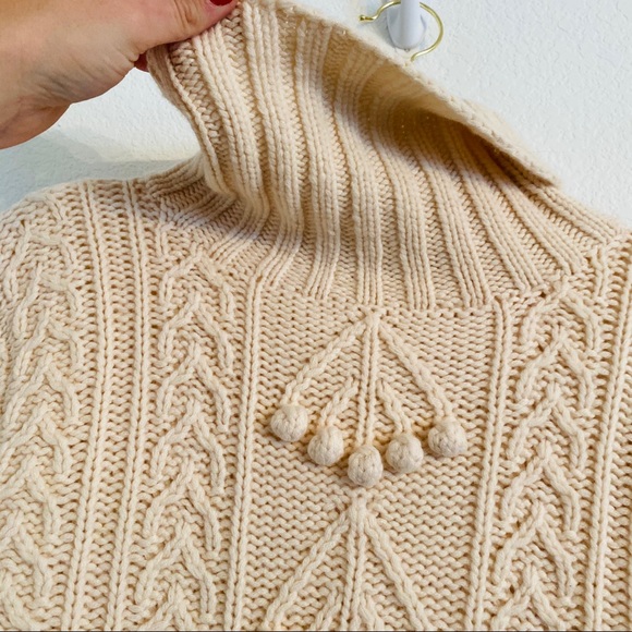 Celine cable knit pompom cashmere sweater Large - Picture 2 of 5